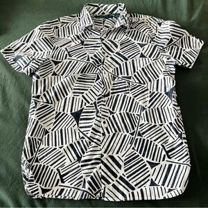 Men’s black and white palm print shirt
